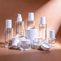 Ensemble d'emballages cosmétiques en verre mat de couleur personnalisée de luxe, flacons de lotion 30g/50g/100g/150ml et pots transparents pour soins de la peau