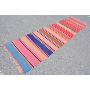 Vintage Turkish Rug, 3x11.4 ft Kilim Rug, <b>Red</b> <b>Runner</b> Animal Print Rug - Product Image 2