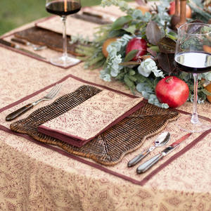 Wholesale Dark Brown Scalloped <b>Rattan</b> Square <b>Placemat</b>, Handmade Square Wicker Platter for Coffee Table Decor - Product Image 5