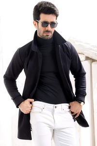 Manteau long d'hiver en laine élégant pour homme, écologique, chaud, doux, de qualité supérieure, style moderne, coupe ajustée pour le bureau, les occasions formelles, la mode quotidienne - Product Image 4