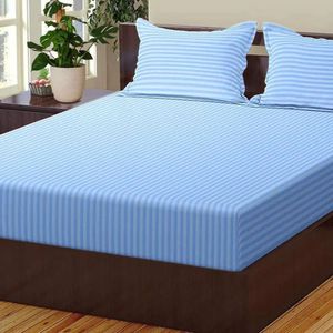 100% coton Satin rayé draps jetable 400TC tissu pour la maison hôtel hôpital utilisation Portable plié ensemble de trois - Product Image 1