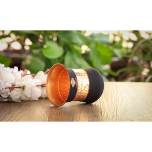 IndianArtVilla Vaso de vidrio con diseño de acabado de seda medio martillado de cobre puro-Vasos para almacenamiento y bebida-300 ML - Product Image 3