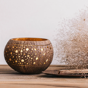 Porte-lampe à thé en coquille de noix de coco Artisan-Bol sculpté pour décor Boho et style d'événement | VIET FARGIMEX - Product Image 3