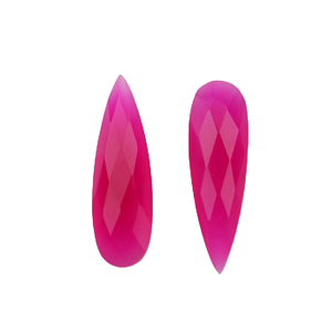 Nouvelle arrivée 14K boucles d'oreilles pendantes 8X25mm calcédoine rose damier coupe longue goutte forme bijoux fins fournisseurs pierres précieuses en vrac - Product Image 3