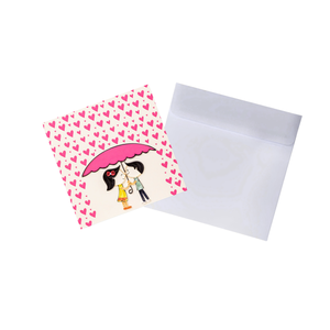 Tarjeta de Quilling con Pareja Romántica Bajo un Paraguas, Tema de San Valentín, Tarjeta de Felicitación Hecha a Mano con Sobre, Regalo para Enamorados - Product Image 3
