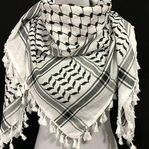 100% Cotton High Quality Customized <b>Men's</b> Keffiyeh Traditional Palestine Shemagh <b>Scarf</b> Solid Pattern Canvas Breathable Windproof - Product Image 4