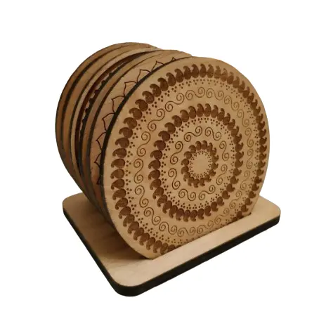 Wooden Mats & Pads Rounded Shape Beverage Coasters Customized Mini Wooden Pallet Serving Boards for Hot and Cold Drinks