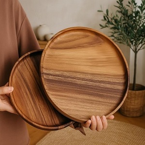 Gran oferta, bandeja redonda de madera con asa, bandeja elegante para servir o almacenar de GM IMPEX - Product Image 6