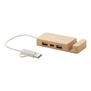 Hub USB Mobaru in Bambù, Gadget Promozionale Ecologico - Product Image 1