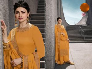 Indio tradicional satén Georgette Salwar Kameez con Dupatta con hilo y bordado de secuencia trabajo suministro al por mayor - Product Image 4