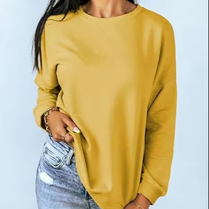 Sudadera recortada de gran tamaño para mujer Moda Cozy Fall Top Mezcla de algodón Sudadera para mujer - Product Image 1