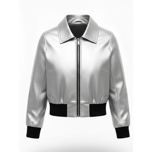 Chaqueta de Motocicleta de Algodón Plateado Metálico para Mujer, Ajustada, Impermeable, Color Personalizado, Ropa de Abrigo de Invierno, Bordado Trasero con Luz Propia - Product Image 2