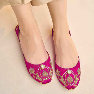 Al por Mayor, Precio Bajo, Khussa para Mujer, Color Rosa, Antideslizante, Estampado, Nueva Llegada, Parte Superior de Terciopelo de Alta Calidad - Product Image 1