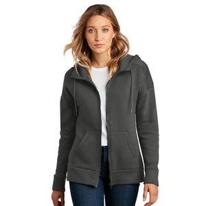 Sudadera con Capucha para Mujer, de Forro Polar, con Cierre Completo, Color Sólido, de Algodón y Fibra de Bambú, Largo Regular, para Otoño - Product Image 4