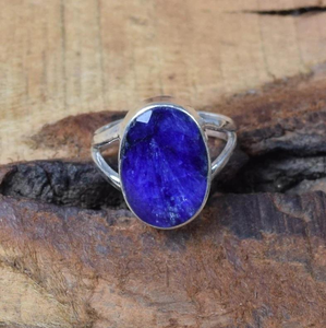 Bague ovale en saphir bleu, argent sterling 925, pierre précieuse naturelle, bijoux faits à la main, pierre de naissance de septembre, fabricant en gros - Product Image 3