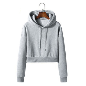 2025 Venta al por mayor de mujeres personalizadas Fitness Crop Top Hoodie High-Quit Knitted Plover Sudadera con cuello recortada de gran tamaño - Product Image 3