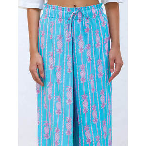 Women's Loose <b>Knit</b> Print Viscose Slub & Modal Top & Wrap-Around Shorts <b>Set</b> - Product Image 4