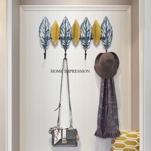 Best Selling Customized Size Design Bathroom Kitchen <b>Towel</b> Hanger <b>Hook</b> Modern Metal <b>Hook</b> Hanger Leaf Design Multicolor Wall - Product Image 1
