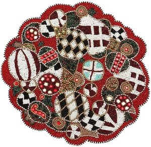 Napperon en perles de verre à thème idéal pour les fêtes et autres fonctions Vaisselle Design décoratif Napperon arrondi Design - Product Image 1