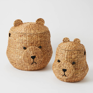Panier de pépinière jacinthe d'eau ours paniers OEM ODM couleur conception adorable tissé grands paniers de jouets fabriqués au Vietnam - Product Image 1