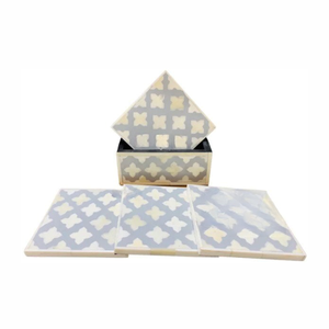 Haute Qualité Os Incrustation Conception Carré Tasse À Thé Coaster Noir Blanc Motif Géométrique pour La Maison Hôtel Restaurant Bureau Utilisation - Product Image 4