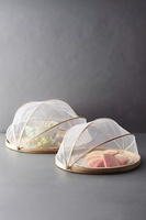 Panier de service multifonctionnel en bambou fait main, écologique et luxueux, avec couvercle en dôme en maille pour fruits, pain, salades et nouilles
