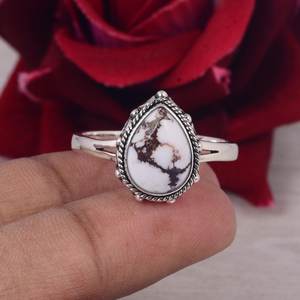 Anillo de Plata de Ley con Turquesa y Jaspe de Caballo Salvaje, Anillo de Diseño Bohemio de Lujo, Joyería de Piedras Preciosas Hecha a Mano para Regalo de Boda - Product Image 3