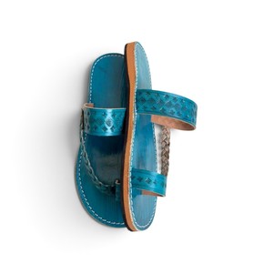 Blue Solid Open Toe Genuine Leather Flat Sandals Braided Strap <b>Slip</b> Unisex Summer Slides Anti <b>Slip</b> Lightweight Comfort Vacation - Product Image 2