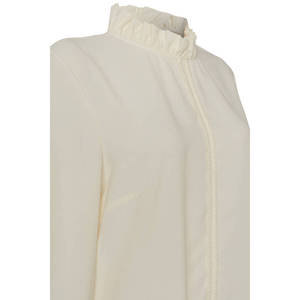 Blusa de gasa color blanco roto con cuello de lazo y detalles en los puños para mujer - Product Image 2