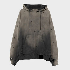 Venta al por mayor Vintage Acid Wash Pullover Hoodie 450GSM Heavyweight 100% Cotton Fleece Custom Logo Streetwear Casual Hoodie para hombres - Product Image 1