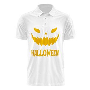 Polo blanco de Halloween para hombre con cara de calabaza aterradora y estampado de texto de Halloween espeluznante para fiesta y ropa de Halloween, polos - Product Image 2