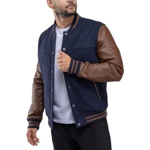 Veste universitaire pour hommes manches en cuir véritable et laine mélangée Letterman Boys College Varsity Jackets XS-5XL - Product Image 2