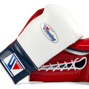 Gants de sport de combat Gagner 12oz Boxe MS Gants d'entraînement-Blanc Marine Rouge Dentelle - Product Image 3