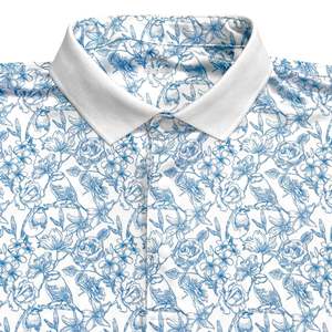 เสื้อแจ็คเก็ตกอล์ฟสีขาวสำหรับผู้ชายยี่ห้อ Handee ลายพิมพ์ดอกไม้สีเขียวอมฟ้า ผลิตจากวัสดุโพลีเอสเตอร์/ผ้าฝ้าย - Product Image 3