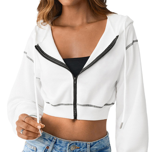 For Woman Fashion <b>Range</b> Anti-Wrinkle Crop Top Hoodie Premium Breathable Crop Top Hoodies Built for Active Lifestyle Wear - Product Image 5