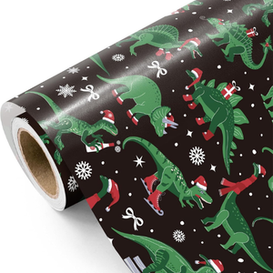 76.2cm x 4.87m haute qualité anniversaire dinosaure personnalisé papier d'emballage de noël anniversaire emballage cadeau rouleau de papier d'emballage - Product Image 5
