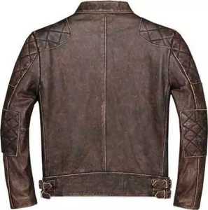 Veste en cuir professionnelle homme Cafe Racer Biker moto veste en cuir véritable marron - Product Image 2