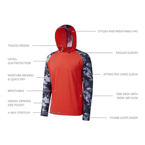 Haute qualité UPF 50 impression numérique respirant séchage rapide personnalisé léger hommes à manches longues vêtements de pêche en plein air sweats à capuche - Product Image 4