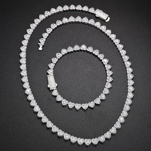 Collier et bracelet de tennis en diamant Moissanite entièrement glacé avec coupe en cœur bijoux hip hop bijoux personnalisés meilleur cadeau pour hommes - Product Image 2