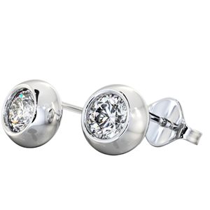 Boucles d'oreilles classiques à une pierre, diamant rond cultivé en laboratoire et sertissage de lunette en diamant naturel - Product Image 3