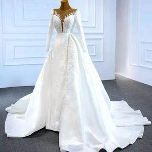 Vestido de Novia Corto de Lentejuelas y Satén de Lujo, Vestido de Novia Recto, Elegante Vestido de Fiesta Formal con Estampado para Mujer - Product Image 1