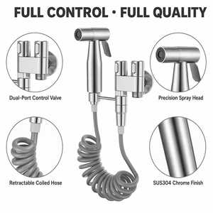 Douchette WC portable en acier inoxydable avec double jet pour salle de bain, hôpital et hygiène féminine - Product Image 4