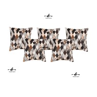 Housse de coussin élégante 16 pouces en cuir de vachette vintage, faite à la main, broderie décorative pour la maison