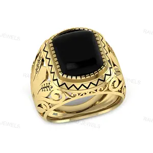 Excellent Quality Solid Sterling Silver 925 Gold Plated Trendy Stylish Turkish Jewelry Classy Simple Men Ring For Wedding Gift