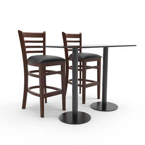 Sedia da Bar/Sala da Pranzo in Legno Stile Fattoria Contemporanea con Seduta in Pelle PU - Product Image 4