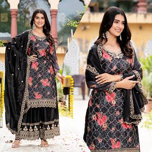 ชุดปาร์ตี้ดูดีไซน์เนอร์จากด้านบนและ dupatta พร้อมงานปักลำดับ - Product Image 4