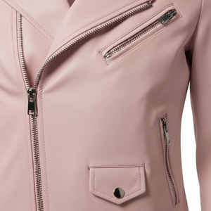 Veste de moto en cuir véritable rose de qualité supérieure pour femmes, vente en gros personnalisée, prix d'usine, style motard, manteau pour femmes, service OEM - Product Image 6