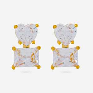 Boucles d'oreilles tendance religieuses 192803 en alliage de zinc rhodié, motif cœur géométrique avec pompon, perle et diamant, pour femme, 4g, fixation griffe - Product Image 3