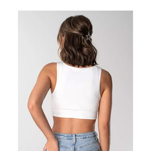 Camisetas sin mangas estampadas sólidas para mujer Temporada de verano Punto antiarrugas Ajuste regular Personalizado OEM Precio al por mayor Tops formales cortos - Product Image 3