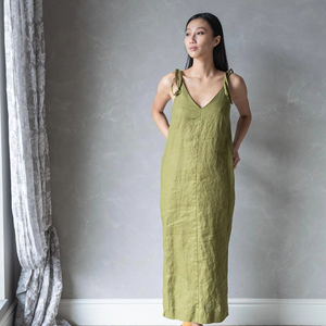 Cravate Spaghetti sangle robe col en V sans manches fluide Maxi robe décontracté une ligne dos nu robe de plage été nouveau Sexy Spaghetti sangle - Product Image 1